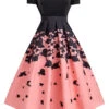 Black 1950s Butterfly Swing Dress