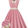 Pink 1950s Sweetheart Collar Bow Swing Dress -BUNBUN Fancy Clothing Shop 01 2fcf60e4 21c7 4888 bd2b b007d49cbe6a