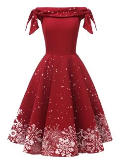 Green 1950s Christmas Snowflake Off-Shoulder Dress -BUNBUN Fancy Clothing Shop 02 1 167da2d0 9b06 48ca a9b0 dcc01c13c998