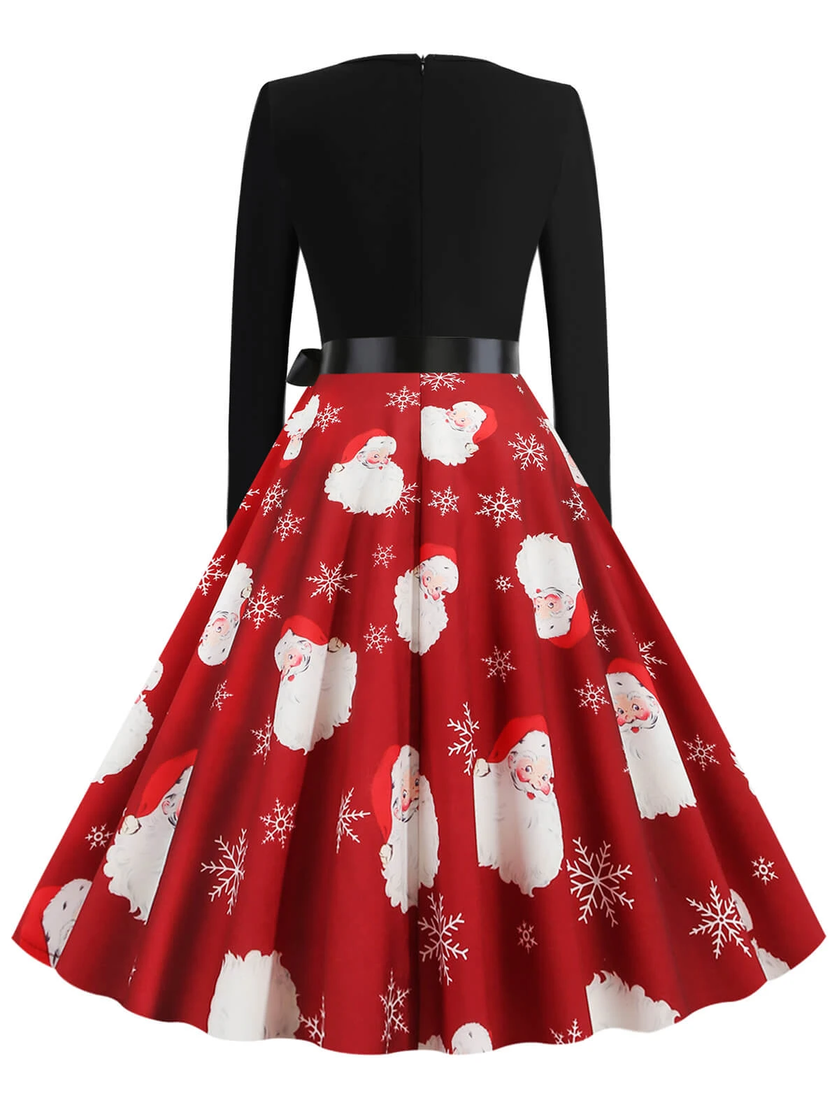 Red 1950s Santa Claus V-Neck Belt Dress 4 Red 1950s Santa Claus V-Neck Belt Dress - Image 2