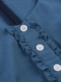 1950s Short Sleeve Ruffles Buttoned Solid Dress -BUNBUN Fancy Clothing Shop 07 compressed 32188e93 6586 4d0e 8aea d8e9842dd253