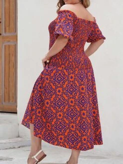 [Plus Size] Red 1940s Off-Shoulder Printed Dress -BUNBUN Fancy Clothing Shop 07 compressed dd611d7e 844f 4370 9c16 46512570d546