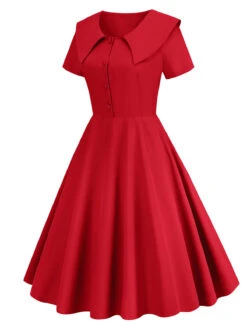 1950s Solid Lapel Swing Dress -BUNBUN Fancy Clothing Shop 16 4948503a 275c 469b bde9 58805f2ac1a0