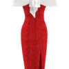 Red 1960s Plush Bow Pencil Dress With Cape -BUNBUN Fancy Clothing Shop 18 c1efa053 d367 4b65 8f5e e34f820db0b6