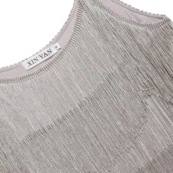 [Clearance] Belted Gray 1920s Fringe Gatsby Dress -BUNBUN Fancy Clothing Shop 1920s fringe dress gray 7