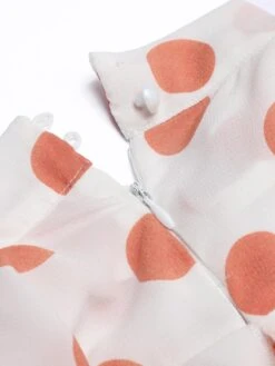 Orange 1930s Polka Dot Fishtail Dress -BUNBUN Fancy Clothing Shop 1J2A1324