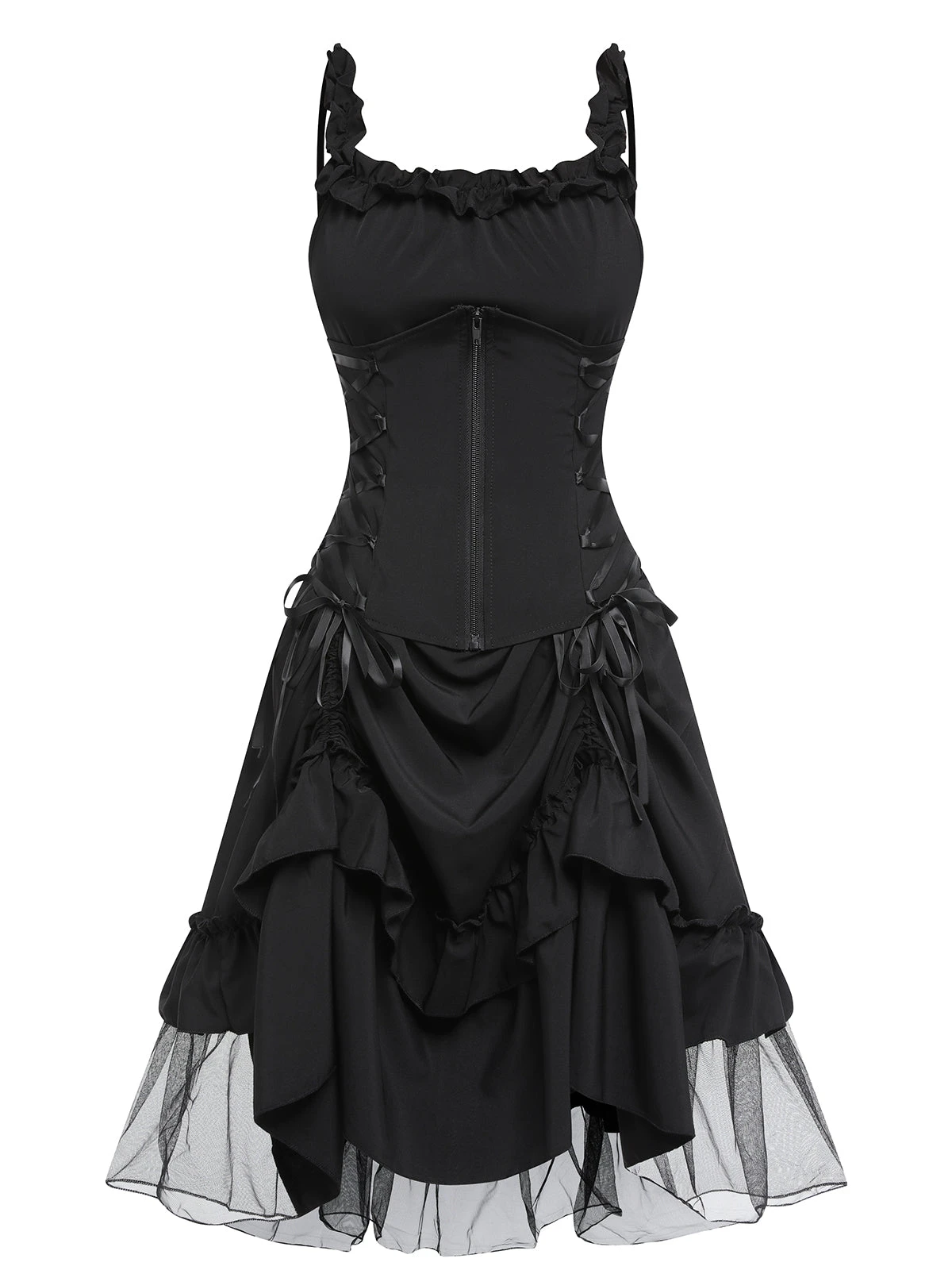 Black 1950s Halloween Mesh Swing Dress 3 Black 1950s Halloween Mesh Swing Dress