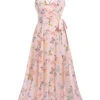 Light Pink Butterfly Strap Lace-up Vintage Dress -BUNBUN Fancy Clothing Shop 1J2A7763