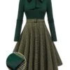 Dark Green 1950s Plaid Knitting Dress 2 Dark Green 1950s Plaid Knitting Dress -BUNBUN Fancy Clothing Shop 1 0f0181db 2bff 4b52 bb16 e6ae09d09408