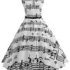 White 1950s Music Note Swing Dress -BUNBUN Fancy Clothing Shop 1 16f6856a 09e4 401a 97c9 cefe63b84691