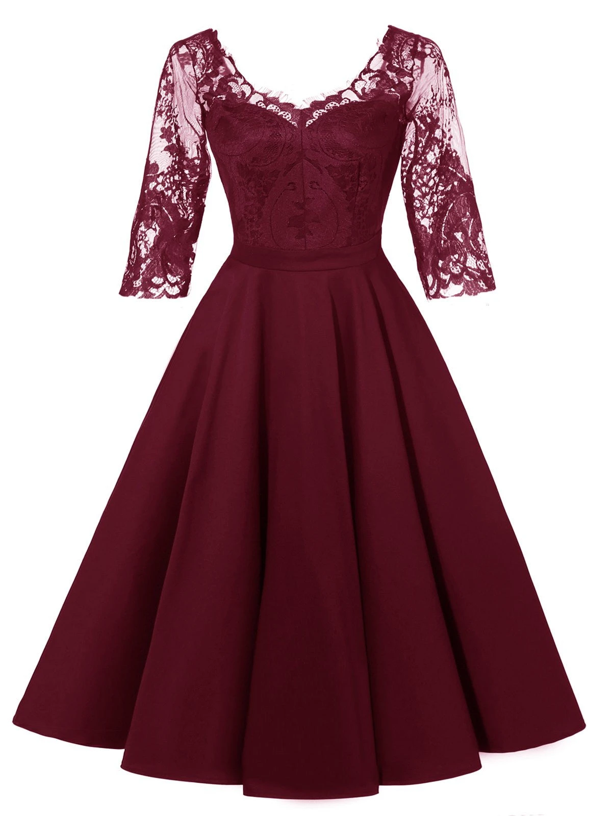 1950s Lace Half Sleeve Swing Dress 3 1950s Lace Half Sleeve Swing Dress