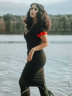 Black 1960s Button Slit Bodycon Dress -BUNBUN Fancy Clothing Shop 1 2953aa99 8778 42e6 ba18 d2cd1f91bf37