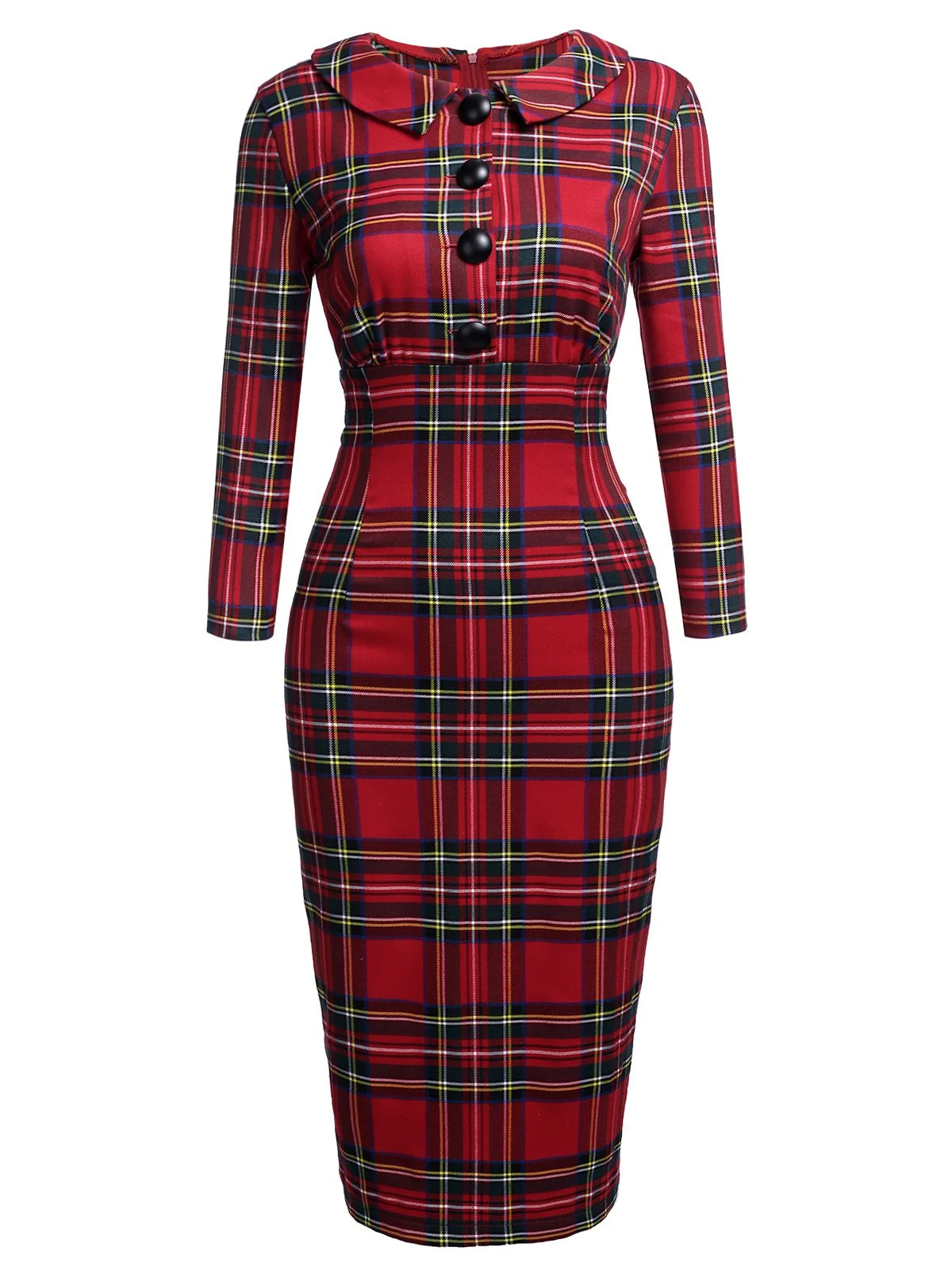 Red 1960s Plaids Bodycon Dress 4 Red 1960s Plaids Bodycon Dress - Image 2
