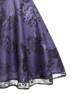 Purple 1950s Mesh Floral Swing Dress -BUNBUN Fancy Clothing Shop 1 2c3492f1 8437 410a 8945 d20043fd5dd9