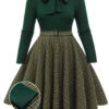 [Plus Size] Dark Green 1950s Plaid Knitting Dress -BUNBUN Fancy Clothing Shop 1 54f91185 fb35 44a5 8d6b 51b701a58acc