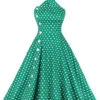 Green 1950s Polka Dot Halter Dress -BUNBUN Fancy Clothing Shop 1 5c291383 0c38 4735 a351 cd3746f5ba58