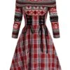 Red 1950s Plaid Off-shoulder Swing Dress -BUNBUN Fancy Clothing Shop 1 6c051e5b 0bb7 4026 84e0 229c4b00ce3a