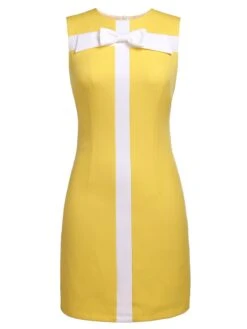 Yellow 1960s Bow Pencil Dress