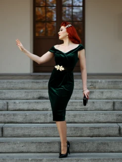 1960s Off Shoulder Velvet Bodycon Vintage Dress -BUNBUN Fancy Clothing Shop 2021 12 09T170112.756