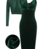 2PCS Green 1960s Velvet Bodycon Dress -BUNBUN Fancy Clothing Shop 2021 12 24T113745.220