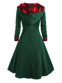 Orange 1950s Plaids Hooded Patchwork Dress -BUNBUN Fancy Clothing Shop 21 2 000a3180 724d 4dbe 860e dfc21b45d6f5