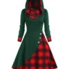 Green&Red 1950s Christmas Plaids Hooded Dress 2 Green&Red 1950s Christmas Plaids Hooded Dress -BUNBUN Fancy Clothing Shop 21 edca4803 05ba 457c bf5a c1422de9e815