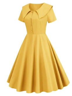 1950s Solid Lapel Swing Dress -BUNBUN Fancy Clothing Shop 26 a3075ce7 b446 4645 85a9 3c4f0c1432f3