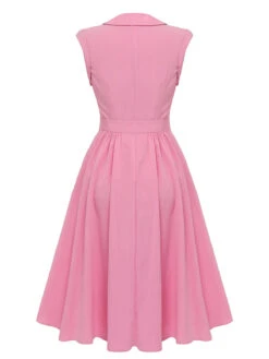 Pink 1950s Doll Collar Solid Dress -BUNBUN Fancy Clothing Shop 2 e3db3236 4889 40e4 8afe e99a1d15ac35