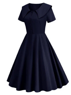 1950s Solid Lapel Swing Dress -BUNBUN Fancy Clothing Shop 36 11b729b6 65c4 403b b4ef eb94ec850fd3