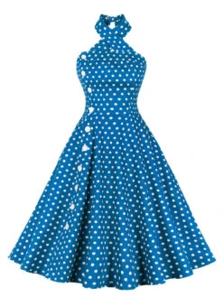 Green 1950s Polka Dot Halter Dress -BUNBUN Fancy Clothing Shop 3 2103d7a6 1159 4132 8d4c 0501d1d6b9a0