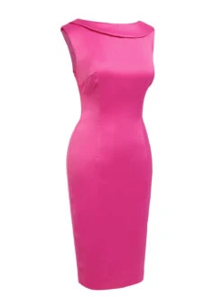 Rose Red 1960s Satin Solid Pencil Dress -BUNBUN Fancy Clothing Shop 3 eb89b4a8 3227 4b38 a005 74cbfc4007da