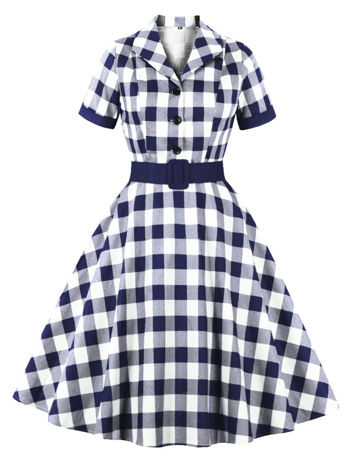 1950s Retro Contrast Short-Sleeved Lapel Dress 3 1950s Retro Contrast Short-Sleeved Lapel Dress