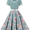 1950s Floral Patchwork Swing Dress -BUNBUN Fancy Clothing Shop 555 d2d6fa47 fa0c 47fa a64f 6d0c365c0351