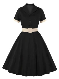 1950s Retro Contrast Short-Sleeved Lapel Dress 14 1950s Retro Contrast Short-Sleeved Lapel Dress -BUNBUN Fancy Clothing Shop 6 88fc04ff 99e6 46e1 b64c af85a0d06e8d