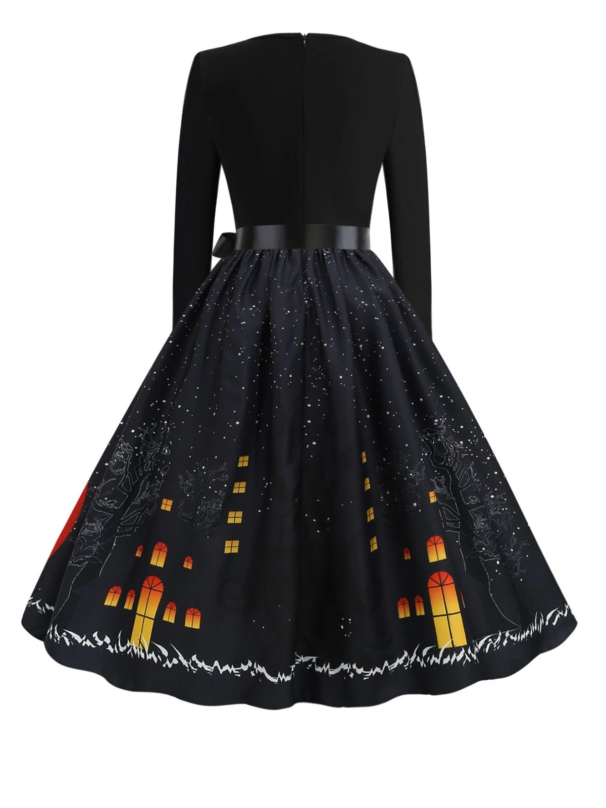 1950s Halloween Pumpkin V-Neck Hepburn Dress 5 1950s Halloween Pumpkin V-Neck Hepburn Dress - Image 3