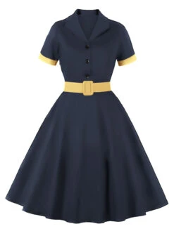 1950s Retro Contrast Short-Sleeved Lapel Dress 16 1950s Retro Contrast Short-Sleeved Lapel Dress -BUNBUN Fancy Clothing Shop 8 a79ee31f cb28 4859 b8d5 331c6a386aea