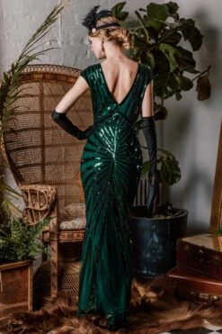 [US Warehouse] Green 1920s Sequin Art Deco Maxi Dress -BUNBUN Fancy Clothing Shop ALEX6332 2ae82fe4 ecff 43c3 8dcf f3d2f7ecb568