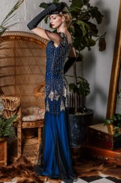 [US Warehouse] Blue 1920s Sequined Maxi Flapper Dress -BUNBUN Fancy Clothing Shop ALEX6415 1f26331e b5eb 4828 86f4 04f6cfc84fc3