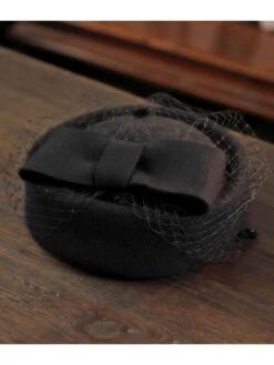 Retro Bow Mesh Wooled Dress Hat -BUNBUN Fancy Clothing Shop B 003d330d 910e 4cbf a833 6153611b22bc