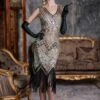 [US Warehouse] Champagne 1920s Sequined Flapper Dress -BUNBUN Fancy Clothing Shop CBH170677 CT 3