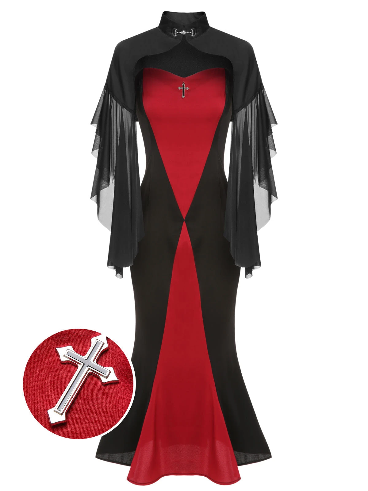 2PCS 1930s Halloween Fishtail Dress & Sheer Coat 3 2PCS 1930s Halloween Fishtail Dress & Sheer Coat - Image 2