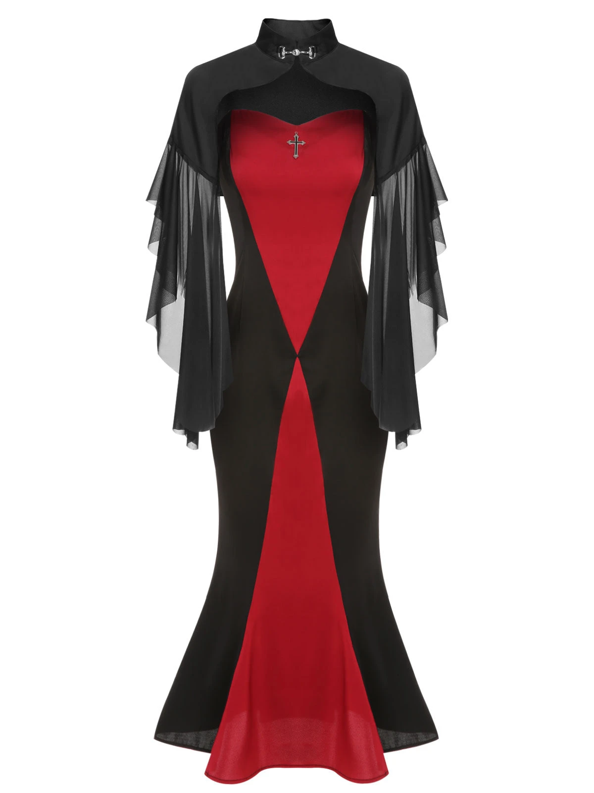 2PCS 1930s Halloween Fishtail Dress & Sheer Coat 4 2PCS 1930s Halloween Fishtail Dress & Sheer Coat - Image 3