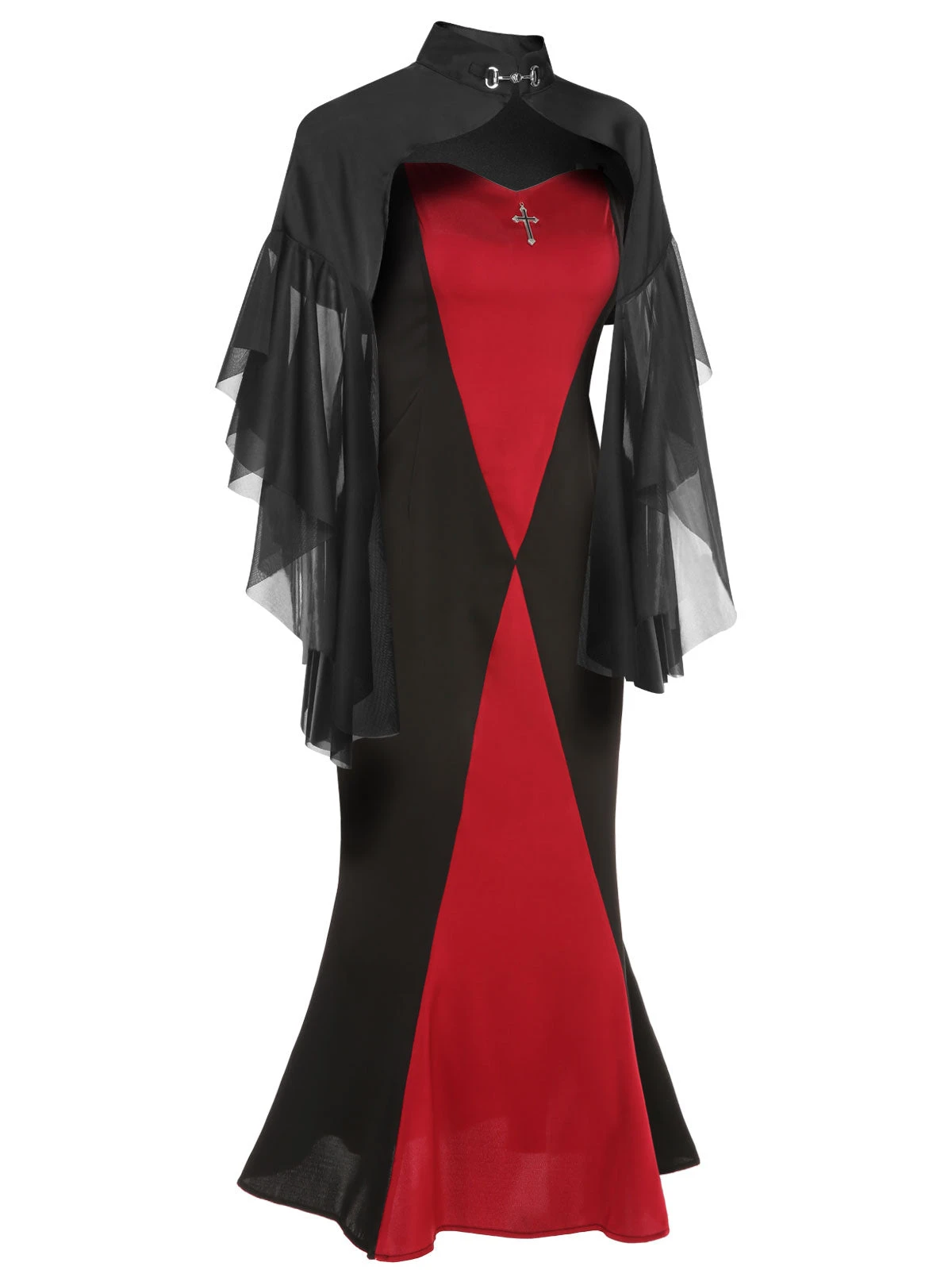 2PCS 1930s Halloween Fishtail Dress & Sheer Coat 5 2PCS 1930s Halloween Fishtail Dress & Sheer Coat - Image 4
