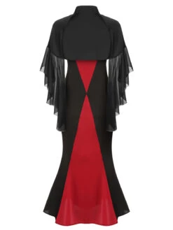 2PCS 1930s Halloween Fishtail Dress & Sheer Coat 13 2PCS 1930s Halloween Fishtail Dress & Sheer Coat -BUNBUN Fancy Clothing Shop CBH180745 5