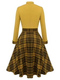 2PCS Yellow 1950s Short Coat & Plaid Dress -BUNBUN Fancy Clothing Shop CBH180812 4