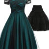 2PCS Off Shoulder 1950s Dress & Black Petticoat -BUNBUN Fancy Clothing Shop CBV177500 DG