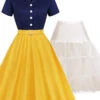 2PCS Snow White 1950s Dress & White Petticoat 1 2PCS Snow White 1950s Dress & White Petticoat -BUNBUN Fancy Clothing Shop CBV179039 NA