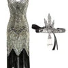 2PCS Top Seller Champagne 1920s Dress & Headband -BUNBUN Fancy Clothing Shop D