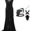 2PCS Top Seller Maxi 1920s Dress & Accessories Set -BUNBUN Fancy Clothing Shop F