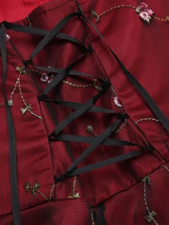 Wine Red 1950s Mesh Hi-Lo Back Lace Up Dress 11 Wine Red 1950s Mesh Hi-Lo Back Lace Up Dress -BUNBUN Fancy Clothing Shop IMG 7581